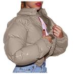 Womens Winter Cropped Puffer Jacket Sequins Parka Down Y2K Puffy Bubble Coa