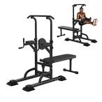 DSVF Power Tower with Bench Workout Dip Station Pull Up Bar/ Chin Up Bar, H