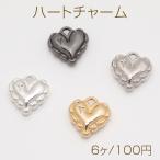  Heart очарование металлик оборка имеется Heart симпатичный Heart очарование metal очарование примерно 12×13mm(6 штук )