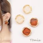 Yahoo! Yahoo!ショッピング(ヤフー ショッピング)デザインピアス アクリルピアス 四角 ラウンド 25mm ゴールド（2ヶ）