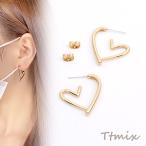 Yahoo! Yahoo!ショッピング(ヤフー ショッピング)デザインピアス ハート型 22×28mm ゴールド（2ヶ）