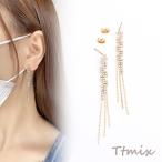 Yahoo! Yahoo!ショッピング(ヤフー ショッピング)デザインピアス チェーンタッセル 5×74mm ゴールド（2ヶ）