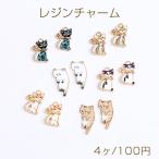 レジンチャーム 猫チャーム 全6種 カン付き ゴールド