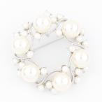【ゆうパケット送料無料】ブローチ/大小のパール ラウンド サークル型 br29☆シルバー×オフホワイト セレモニー 卒業式 入学式