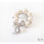 Yahoo! Yahoo!ショッピング(ヤフー ショッピング)【ゆうパケット送料無料】ブローチ/大粒7連パール リボン ライン ストーン br3☆オフホワイト セレモニー 卒業式 入学式