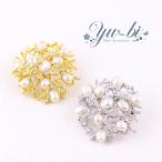 【宅配便送料無料】箱付き ブローチ/上品 淡水パール br33/ゴールド/シルバー ラインストーン 七五三  セレモニー 卒業式 入学式