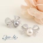 【ゆうパケット送料無料】ブローチ/小ぶり リボン パール ラインストーン br42☆グレー/白 セレモニー 入園式 入園式  卒業式 入学式