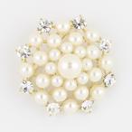 【ゆうパケット送料無料】ブローチ/上品 パール スノークリスタル 結晶 br48☆ゴールド×オフホワイト 卒業式 入学式