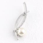 【ゆうパケット送料無料】ブローチ/優美な曲線 大粒パール ラインストーン br58☆シルバー セレモニー   卒業式 入学式