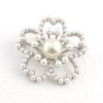 【ゆうパケット送料無料】ブローチ/華やかな桜 たっぷりパール br61☆シルバー   セレモニー 卒業式 入学式