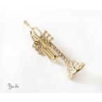 Yahoo! Yahoo!ショッピング(ヤフー ショッピング)【ゆうパケット送料250円】ブローチ/きらきら ラインストーン 音楽 ミュージック ピンブローチ br7☆トランペット 卒業式