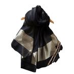 （エスエヌケー）SNK 冷房対策 シルク シフォンの華やかストール・ショール・スカーフ 薄手 羽織り (BALCK)