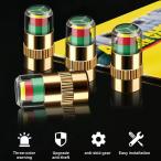 【一目でわかる】 タイヤ 空気圧 チェッカー 4個入り 空気圧不足を色でお知らせ エアバルブキャップ メンテナンス ツール 簡単取付 安全走行