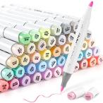 Ohuhu マーカーペン 筆タイプ 48色 プロ愛用 パステル イラスト イラストマーカー 筆・太字 ブレンダーペン1本付き Honolulu