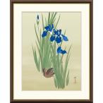 酒井抱一 燕子花に水鶏図 （F8サイズ）（紐・フック付） 日本の名画 約縦61×横49.5cm インテリアアート（額絵） 伝統の日本画 g8619 J2-082 額入 リビング 玄関