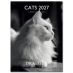 do отдых 2027 год маленький календарь CATS BLACK &amp; WHITE кошка орнамент монохромный управление расписанием праздничный день наклейка имеется 