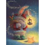グリーティングカード クリスマスカード サンタのうさぎと星 メッセージカード 封筒付き 赤