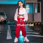  Kids танцевальный костюм сетка белый ....s Parker красный Dance брюки Корея hip-hop выставить HIPHOP бак длинные брюки 