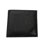 【PRADA】プラダ 2MO738 二つ折り財布 メンズ サフィアーノ 黒 ブラック 未使用 中古