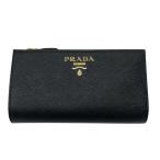 【PRADA】プラダ サフィアーノ マルチカラー 黒 ブラック 現行モデル 1ML009 長財布 レザー レディース 中古