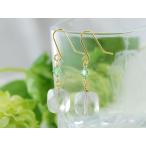 ライトグリーンフローライトスクエアピアス