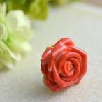 K18薔薇彫刻モモイロ珊瑚ブローチ...