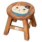 手作り　木製ウッドスツール　ロータイプ　スカーフネコ　ミケ　2207-1817