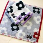 猫の刺しゅうタオルハンカチ花たまた...