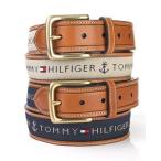 メンズベルト トミーヒルフィガー TOMMY HILFIGER ブラウン色 本革 ロゴ刺しゅう カジュアルベルト 38mm USA直輸入モデル 02X032 送料無料 得トク2WEEKS