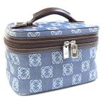  Loewe косметичка дыра грамм голубой темно-коричневый парусина кожа б/у макияж cosme сумка ручная сумочка Logo 