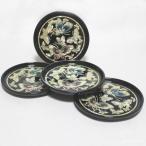 韓国螺鈿茶托(蝶の舞い)4枚セット