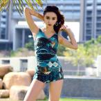 水着 オールインワン レディース 柄物 ボタニカル柄 花柄 パッド取り外せる 水泳 女性 夏 ビーチ 海水浴 水陸両用