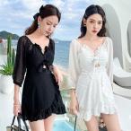  женский купальный костюм оборка лента симпатичный пуховка рукав точка рисунок sexy 7 минут рукав накладка есть стиль вода park вода суша обе для женщина лето 