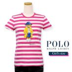 ポロ ラルフローレン Tシャツ 半袖 ポロベア- ボーダー レディース ブランド 綿100% ピンク ガールズサイズ キャップスリーブ #313957378