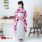 袴 レンタル 小学生 ジェニーラブ JENNI love 紫×ピンク 縦縞に菊尽し 卒業式 女の子 ジュニア AG233