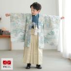 七五三 着物 レンタル 753  5歳 男の子 おりびと ブランド着物 淡グレー松に鎧兜×ベージュ縞 端午の節句 こどもの日 BY134