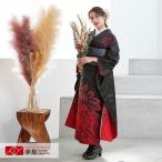 振袖レンタル  黒×ルージュレッド モダンフラワー(絹) 成人式 結婚式 一点物 対応身長155〜159cm 2〜11月利用 R481