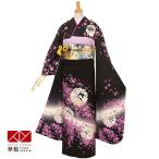 SALE 振袖レンタル 黒 花紋に桜吹雪(絹) 成人式 結婚式 一点物 対応身長154〜165cm 2〜11月利用 R605