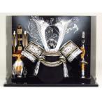 下敷き毛氈付　アクリルケース 五月人形 兜飾り 木製弓太刀付 間口41センチ 12号銀中鍬角総金具兜ケース飾り YN41352GKC シルバー  kabuto-49