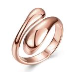 Rockyu ジュエリー ブランド 人気リング レディース シルバー シンプル ファッションリング 蛇 指輪 (Pink)