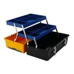 工具箱 ツールボックス 3段式 大容量 工具入れ 収納ボックス 小物収納 取っ手 プラスチック 車載工具箱 工具収納ケース アウトドア 持ち運び便利 おしゃれ