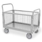 カゴ台車 大型 メッシュ台車 耐荷重 300kg 折りたたみ 静音 大容量 運搬車 手押し台車 変形可能 多機能 5インチキャスター付き ブレーキ付き 360度回転 両袖金網