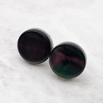 【ワケありな逸品】黒蝶真珠貝のサークルピアス/イヤリング ブラックシェル 10mm 大粒 中粒 スタッド チタン ノンホール SV925 ※上下に貫通穴が空いています