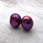 ちょっぴり大きなメタリック系バロックパールのピアス/イヤリング 10mm 11mm 真珠 スタッド ※上下に貫通穴が空いています