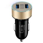 【並行輸入品】合計3.1A カーチャージャー USB2ポート 《ゴールド》 シガーソケット スマホ 急速充電 電圧計 車載 12V 24V .