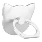猫型 スマホリングスタンド 《シルバー》 バンカーリング 落下防止 スマホスタンド .