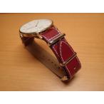 タイメックス TIMEX Knot ノット にも使える 18mm  時計バンド 腕時計用 時計ベルト 時計用バンド 牛革 レザー 紅色 (ワイン)