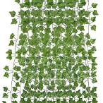 JWMY 人工観葉植物 枯れない植物 造花藤 12本入り フェイクグリーン 造花グリーン 壁飾り植物 緑 葉 壁掛け 吊り インテリア 人工植物 アイビー おしゃれ 新築祝