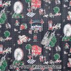 生地 『Cath Kidston オックスラミネート カットクロス 約107×50cm Lovely London ブラック CGRXL-9103-1C』
