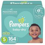 Diapers Size 5, 164 Count - Pampers Baby Dry Disposable Baby Diapers, ONE M